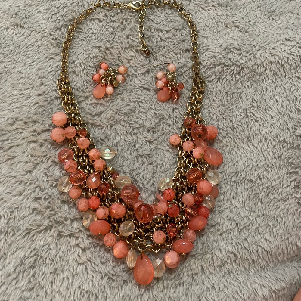 LOFT Pink and Gold Multi-Strand Necklace